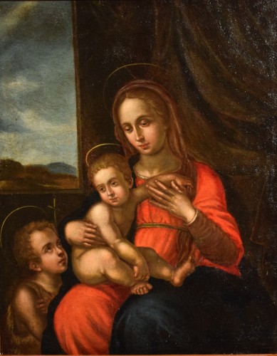 Vierge à l'Enfant et saint Jean Baptiste - Renaissance Italienne - Tableaux et dessins Style Renaissance